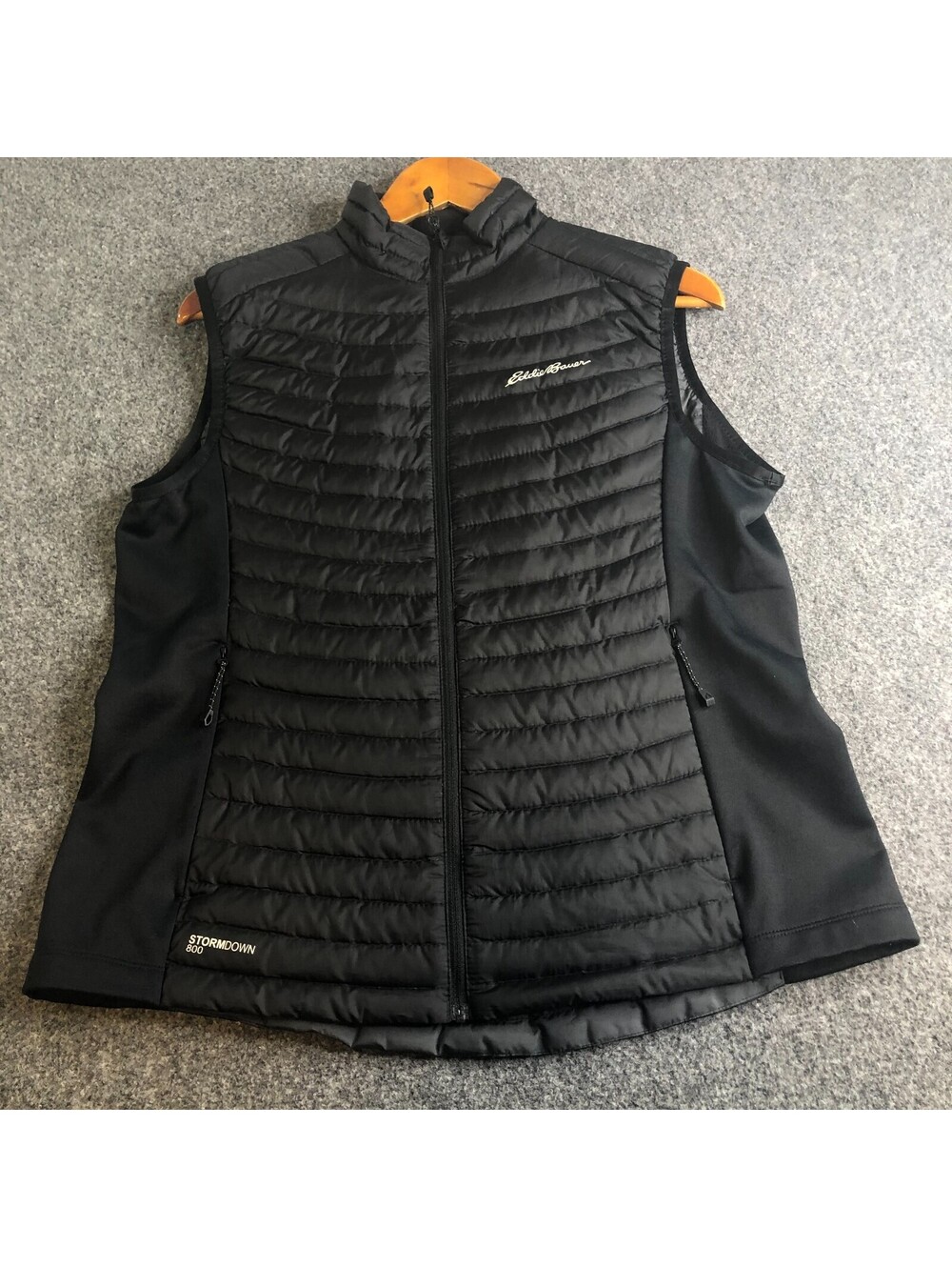 Eddie Bauer First Ascent StormDown 800 Puffer Vest Womens Large Black Full Zip
